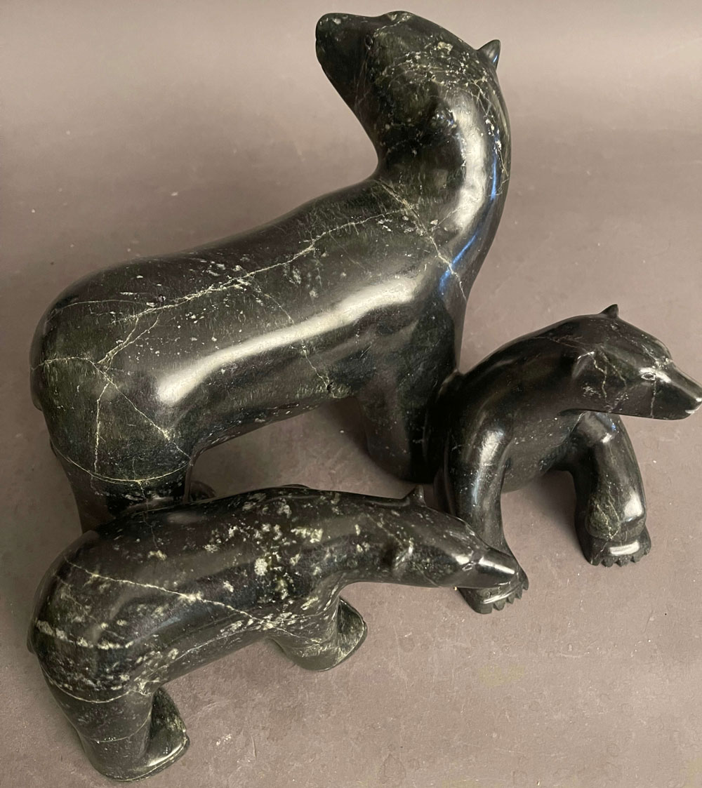 inuit art bear family sculpture
